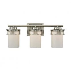 Raven dale 3-Light Brushed Nickel With Opal White Glass Bath Light by Thomas Lighting