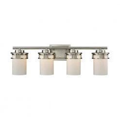 Ravendale 4-Light Brushed Nickel With Opal White Glass Bath Light by Thomas Lighting