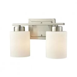 Summit Place 2-Light Brushed Nickel With Opal White Glass Bath Light by Thomas Lighting