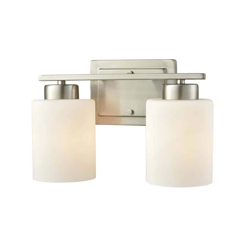 Summit Place 2-Light Brushed Nickel With Opal White Glass Bath Light by Thomas Lighting 3 Summit Place 2-Light Brushed Nickel With Opal White Glass Bath Light by Thomas Lighting