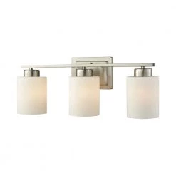 Summit Place 3-Light Brushed Nickel With Opal White Glass Bath Light by Thomas Lighting