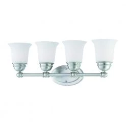 Bella 4-Light Brushed Nickel Bath Light with Etched Glass Shade by Thomas Lighting