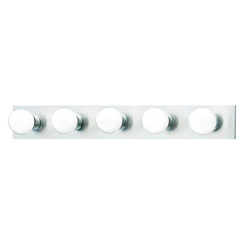 5-Light Brushed Nickel Wall Vanity Light by Thomas Lighting 3 5-Light Brushed Nickel Wall Vanity Light by Thomas Lighting