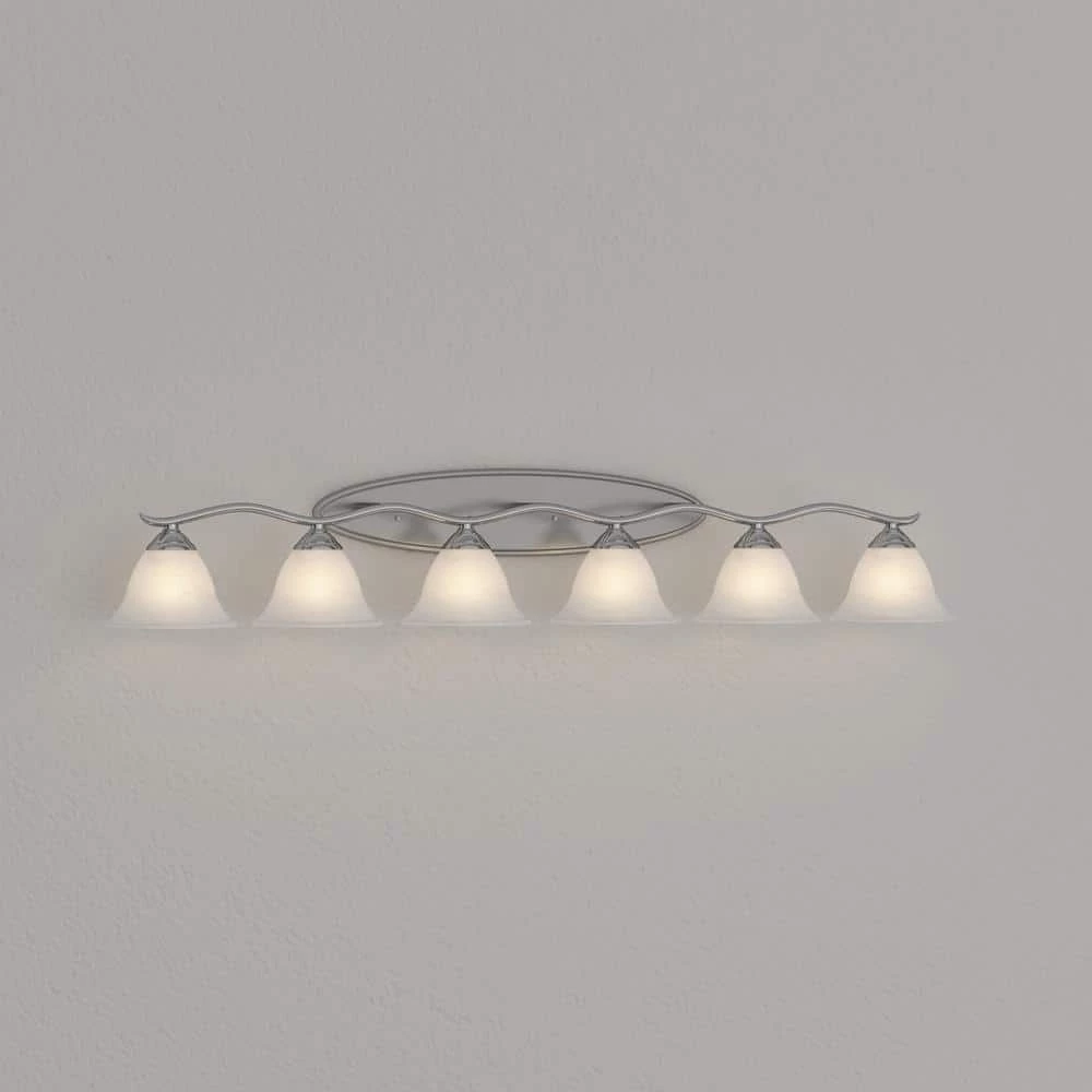 Prestige 6-Light Brushed Nickel Wall Vanity Light by Thomas Lighting 4 Prestige 6-Light Brushed Nickel Wall Vanity Light by Thomas Lighting - Image 3