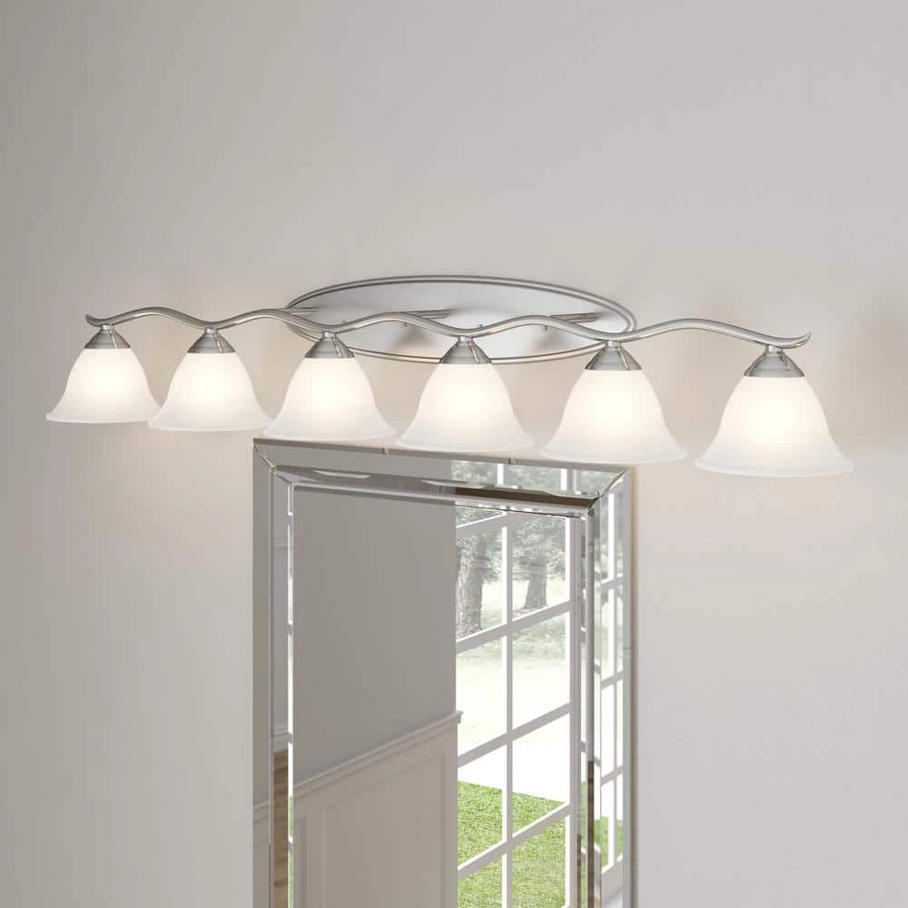 Prestige 6-Light Brushed Nickel Wall Vanity Light by Thomas Lighting 3 Prestige 6-Light Brushed Nickel Wall Vanity Light by Thomas Lighting - Image 2