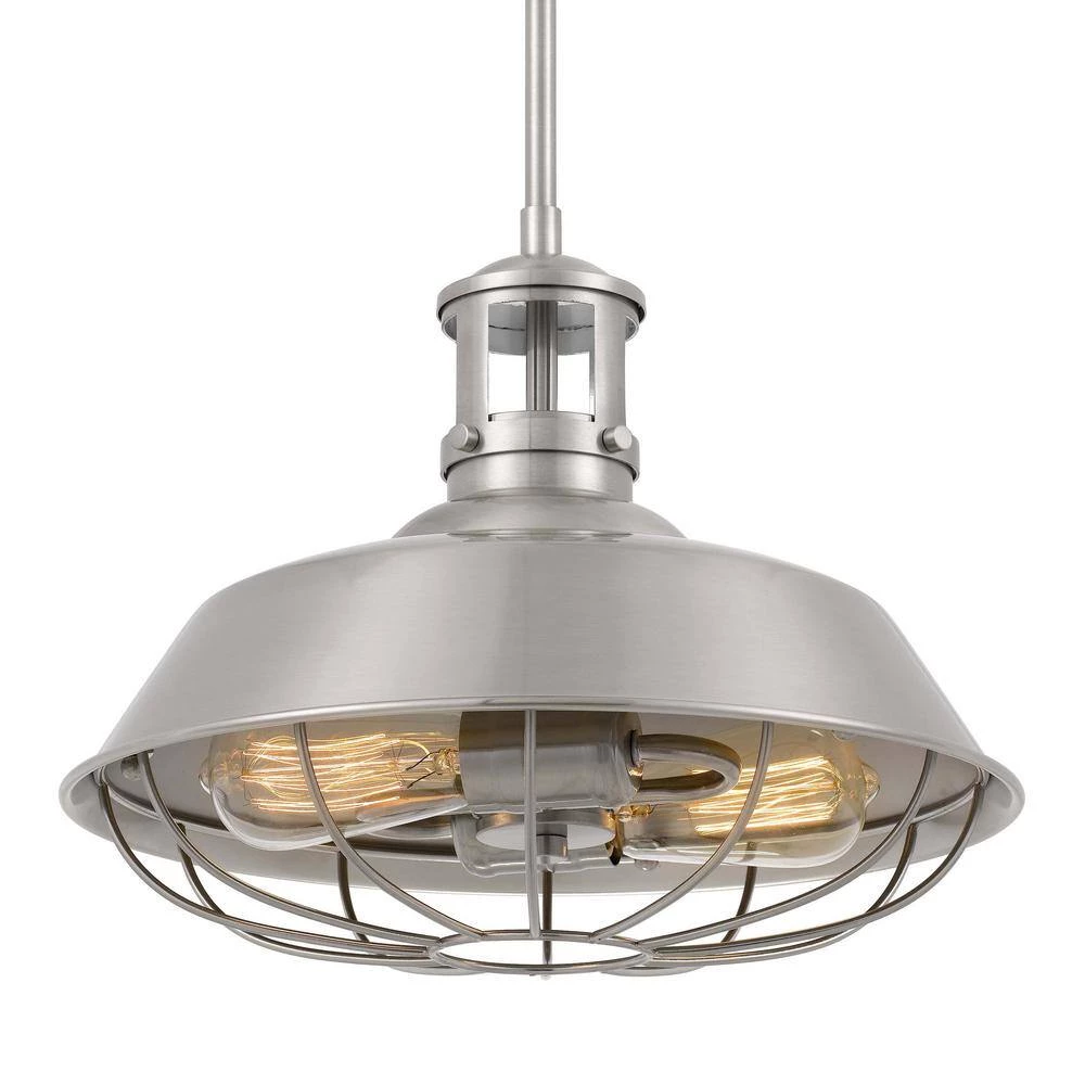 Wilbur 14 in. x 14 in. x 12 in. 2-Light Brushed Nickel Finish Pendant by Worldwide Lighting 7 Wilbur 14 in. x 14 in. x 12 in. 2-Light Brushed Nickel Finish Pendant by Worldwide Lighting - Image 5