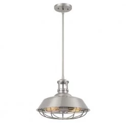Wilbur 14 in. x 14 in. x 12 in. 2-Light Brushed Nickel Finish Pendant by Worldwide Lighting