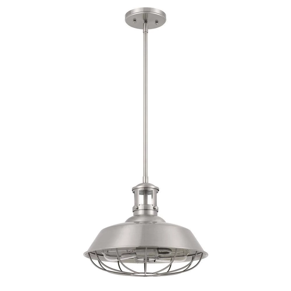 Wilbur 14 in. x 14 in. x 12 in. 2-Light Brushed Nickel Finish Pendant by Worldwide Lighting 5 Wilbur 14 in. x 14 in. x 12 in. 2-Light Brushed Nickel Finish Pendant by Worldwide Lighting - Image 3