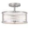 Toluca 11.8 in. x 11.8 in. x 9 in. 2-Light Brushed Nickel Finish Clear Ribbed Glass Semi-Flush Mount by Worldwide Lighting -Thomas Lighting Sales brushed nickel worldwide lighting flush mount lights e30009 005 64 1000