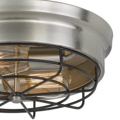 Bethpage 12.7 in. x 12 in. x 4.5 in. H 2-Light Brushed Nickel Canopy with Black Wire Frame Flush Mount by Worldwide Lighting -Thomas Lighting Sales brushed nickel worldwide lighting flush mount lights e30026 005 1f 1000