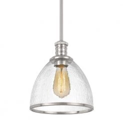 Cloe 9 in. x 9 in. x 10.5 in. 1-Light Brushed Nickel Finish Harmer Glass Pendant by Worldwide Lighting -Thomas Lighting Sales brushed nickel worldwide lighting pendant lights e80003 005 1f 1000