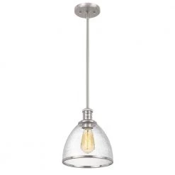 Cloe 9 in. x 9 in. x 10.5 in. 1-Light Brushed Nickel Finish Harmer Glass Pendant by Worldwide Lighting -Thomas Lighting Sales brushed nickel worldwide lighting pendant lights e80003 005 4f 1000