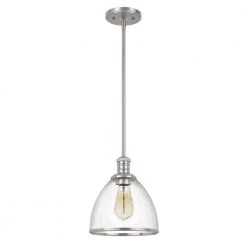 Cloe 9 in. x 9 in. x 10.5 in. 1-Light Brushed Nickel Finish Harmer Glass Pendant by Worldwide Lighting -Thomas Lighting Sales brushed nickel worldwide lighting pendant lights e80003 005 c3 1000