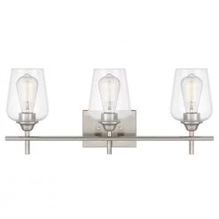 Bacchus 3-Light Brushed Nickel Finish Vanity Light 6.75 in. x 24 in. x 9.75 in. by Worldwide Lighting -Thomas Lighting Sales brushed nickel worldwide lighting vanity lighting e20003 005 1f 1000