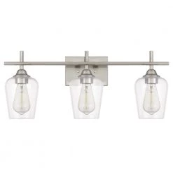 Bacchus 3-Light Brushed Nickel Finish Vanity Light 6.75 in. x 24 in. x 9.75 in. by Worldwide Lighting -Thomas Lighting Sales brushed nickel worldwide lighting vanity lighting e20003 005 4f 1000