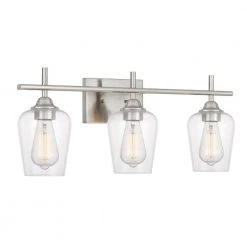 Bacchus 3-Light Brushed Nickel Finish Vanity Light 6.75 in. x 24 in. x 9.75 in. by Worldwide Lighting