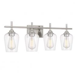 Bacchus 28.75 in. x 6.75 in. x 9.75 in. 4-Light Brushed Nickel Finish Vanity Light by Worldwide Lighting