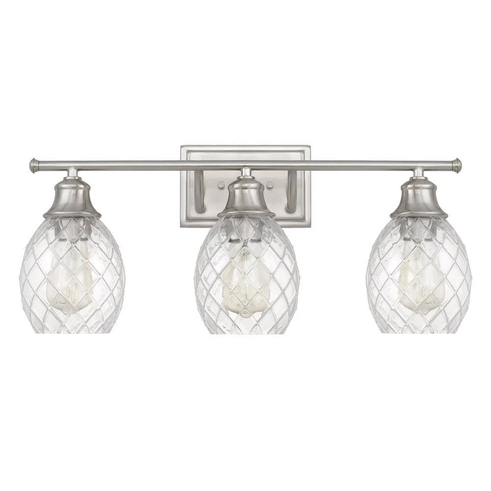 Framburg 24 in. x 7.63 in. x 10.13 in. 3-Light Brushed Nickel Vanity Light by Worldwide Lighting 5 Framburg 24 in. x 7.63 in. x 10.13 in. 3-Light Brushed Nickel Vanity Light by Worldwide Lighting - Image 3