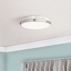 14 in. W x 3.375 in. H Eclipse Color Changing LED Integrated Circle Flush Mount/ Ceiling Light by Worldwide Lighting -Thomas Lighting Sales brushed steel worldwide lighting flush mount lights e30001 005 31 1000
