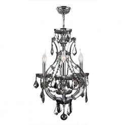 Lyre 4-Light Polished Chrome and Polished Chrome Crystal Mini Chandelier by Worldwide Lighting