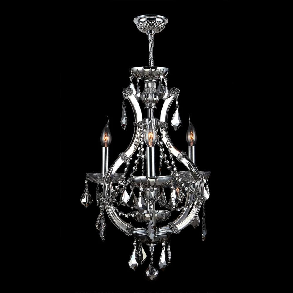 Lyre 4-Light Polished Chrome and Polished Chrome Crystal Mini Chandelier by Worldwide Lighting 4 Lyre 4-Light Polished Chrome and Polished Chrome Crystal Mini Chandelier by Worldwide Lighting - Image 2