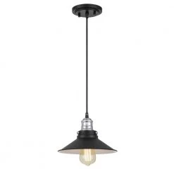 Peet 9.25 in. x 9.25 in. x 6 in. 1-Light Chrome and Matte Black Mini Pendant by Worldwide Lighting