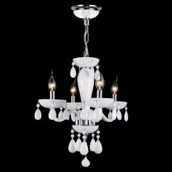 Gatsby Collection 4-Light Chrome Chandelier with White Crystal by Worldwide Lighting -Thomas Lighting Sales chrome worldwide lighting chandeliers w83126c16 wh 1f 1000