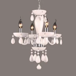 Gatsby Collection 4-Light Chrome Chandelier with White Crystal by Worldwide Lighting -Thomas Lighting Sales chrome worldwide lighting chandeliers w83126c16 wh 4f 1000