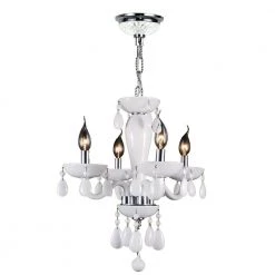 Gatsby Collection 4-Light Chrome Chandelier with White Crystal by Worldwide Lighting