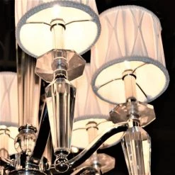 Gatsby 7-Light Chrome and Clear Crystal Chandelier with White Fabric Shade by Worldwide Lighting -Thomas Lighting Sales chrome worldwide lighting chandeliers w83132c24 1f 1000