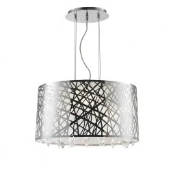 Julie 4-Light Chrome Oval Drum Chandelier with Clear Crystal Shade by Worldwide Lighting