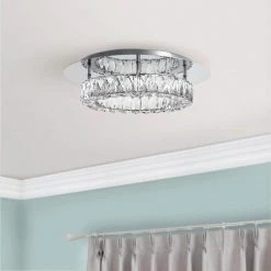 17.5 in. Dia x 4.7 in. H Round Galaxy 1-Light Integrated LED Chrome and Clear Crystal Flush Mount Ceiling Light by Worldwide Lighting -Thomas Lighting Sales chrome worldwide lighting flush mount lights e30004 004 31 1000