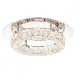 17.5 in. Dia x 4.7 in. H Round Galaxy 1-Light Integrated LED Chrome and Clear Crystal Flush Mount Ceiling Light by Worldwide Lighting -Thomas Lighting Sales chrome worldwide lighting flush mount lights e30004 004 4f 1000