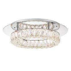 17.5 in. Dia x 4.7 in. H Round Galaxy 1-Light Integrated LED Chrome and Clear Crystal Flush Mount Ceiling Light by Worldwide Lighting