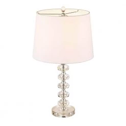 Salzburg 23 in. Clear Crystal Stacked Ball Table Lamp with Off-White Shade (Set of 2) by Worldwide Lighting 12 Salzburg 23 in. Clear Crystal Stacked Ball Table Lamp with Off-White Shade (Set of 2) by Worldwide Lighting -Thomas Lighting Sales clear crystal worldwide lighting table lamps e50001 004 1f 1000
