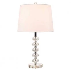 Salzburg 23 in. Clear Crystal Stacked Ball Table Lamp with Off-White Shade (Set of 2) by Worldwide Lighting 11 Salzburg 23 in. Clear Crystal Stacked Ball Table Lamp with Off-White Shade (Set of 2) by Worldwide Lighting -Thomas Lighting Sales clear crystal worldwide lighting table lamps e50001 004 4f 1000
