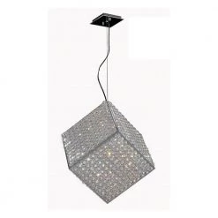Cube Collection 6-Light Crystal and Chrome Pendant by Worldwide Lighting