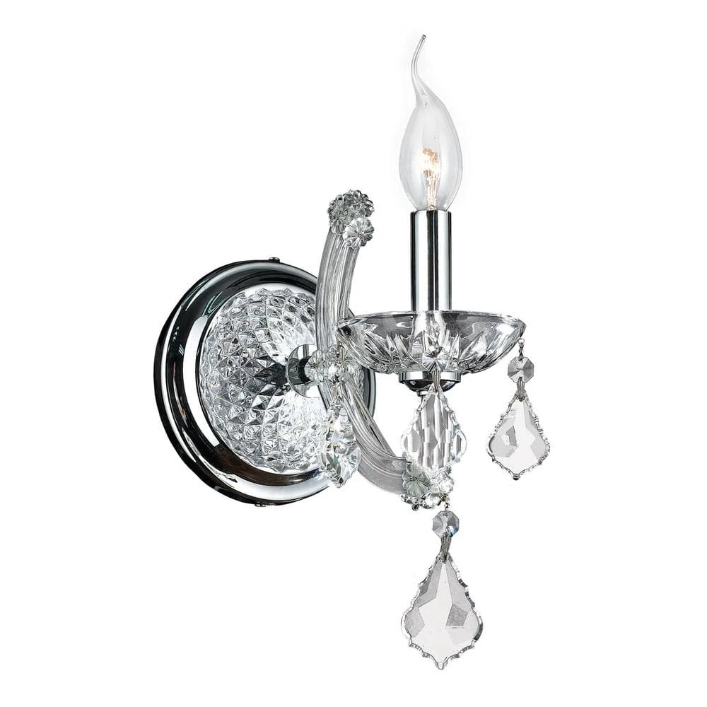 Lyre Collection 1-Light Chrome and Clear Crystal Sconce by Worldwide Lighting 3 Lyre Collection 1-Light Chrome and Clear Crystal Sconce by Worldwide Lighting