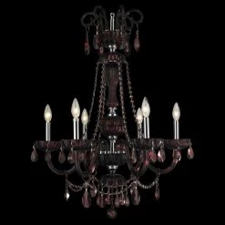 Carnivale 6-Light Polished Chrome and Cranberry Red Crystal Chandelier by Worldwide Lighting -Thomas Lighting Sales cranberry crystal polished chrome finish worldwide lighting chandeliers w83177c25 cy 4f 1000