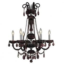 Carnivale 6-Light Polished Chrome and Cranberry Red Crystal Chandelier by Worldwide Lighting