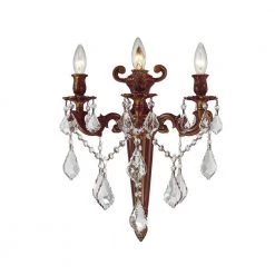 Versailles Collection 3-Light French Gold Crystal Torch Wall Sconce by Worldwide Lighting