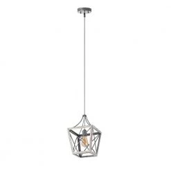 Normandy 1-Light Galvanized and White Oak Wood Accents Mini Pendant by Worldwide Lighting