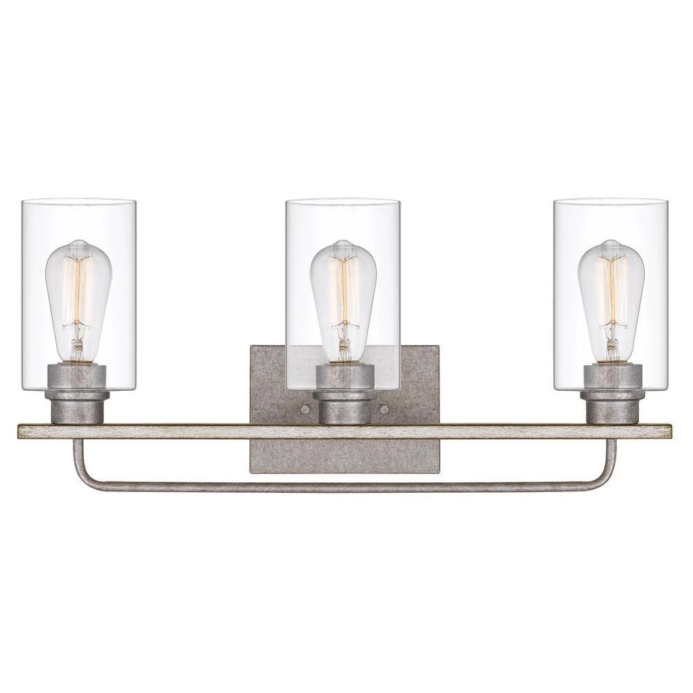Nemo 3-Light Galvanized and Antique White Wash Wood Vanity Light 5.75 in. x 22 in. x 9.63 in. by Worldwide Lighting 7 Nemo 3-Light Galvanized and Antique White Wash Wood Vanity Light 5.75 in. x 22 in. x 9.63 in. by Worldwide Lighting - Image 5