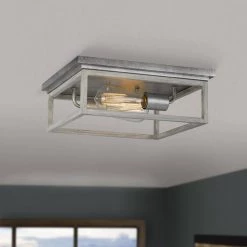 Weston 12.63 in. x 12.63 in. x 4.75 in. 2-Light Galvanized Ocala Oak Flush Mount by Worldwide Lighting 13 Weston 12.63 in. x 12.63 in. x 4.75 in. 2-Light Galvanized Ocala Oak Flush Mount by Worldwide Lighting -Thomas Lighting Sales galvanized ocala oak worldwide lighting flush mount lights e30024 015 31 1000