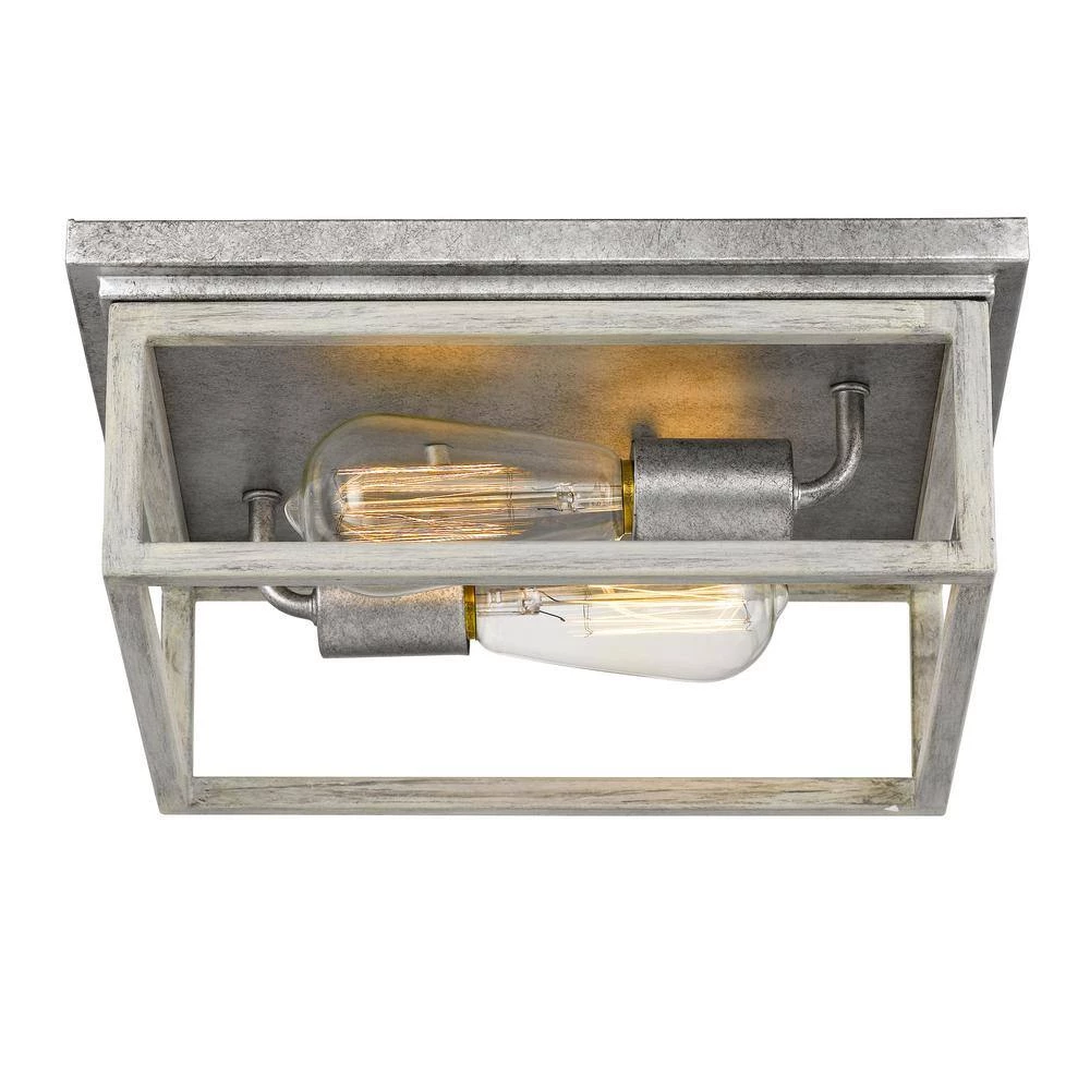 Weston 12.63 in. x 12.63 in. x 4.75 in. 2-Light Galvanized Ocala Oak Flush Mount by Worldwide Lighting 5 Weston 12.63 in. x 12.63 in. x 4.75 in. 2-Light Galvanized Ocala Oak Flush Mount by Worldwide Lighting - Image 3