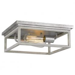 Weston 12.63 in. x 12.63 in. x 4.75 in. 2-Light Galvanized Ocala Oak Flush Mount by Worldwide Lighting