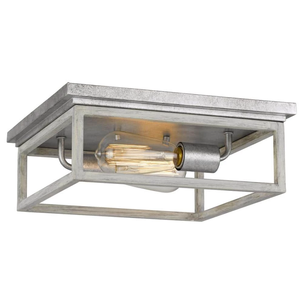 Weston 12.63 in. x 12.63 in. x 4.75 in. 2-Light Galvanized Ocala Oak Flush Mount by Worldwide Lighting 3 Weston 12.63 in. x 12.63 in. x 4.75 in. 2-Light Galvanized Ocala Oak Flush Mount by Worldwide Lighting