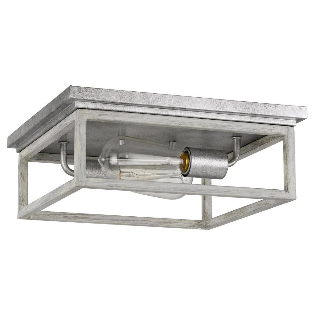 Weston 12.63 in. x 12.63 in. x 4.75 in. 2-Light Galvanized Ocala Oak Flush Mount by Worldwide Lighting 4 Weston 12.63 in. x 12.63 in. x 4.75 in. 2-Light Galvanized Ocala Oak Flush Mount by Worldwide Lighting - Image 2