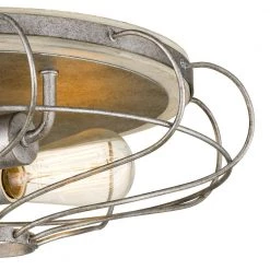 Cyclone 15 in. D x 5.25 in. H 2-Light Galvanized and Ocala Oak Flush Mount by Worldwide Lighting -Thomas Lighting Sales galvanized ocala oak worldwide lighting flush mount lights e30041 015 1f 1000