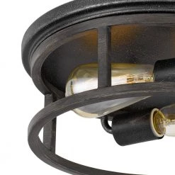 Newport 13 in. x 13 in. x 4.75 in. 2-Light Guilded Iron and Seaside Oak Flush Mount by Worldwide Lighting -Thomas Lighting Sales guilded iron seaside oak worldwide lighting flush mount lights e30027 020 44 1000